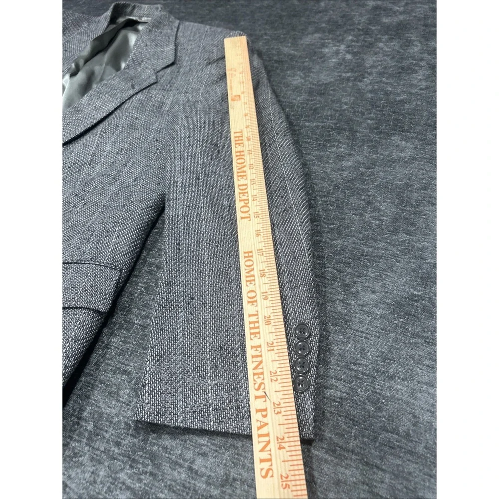 Vintage Christian Dior Monsieur Blazer Mens 44R Gray Silk Wool Tweed Sport Coat